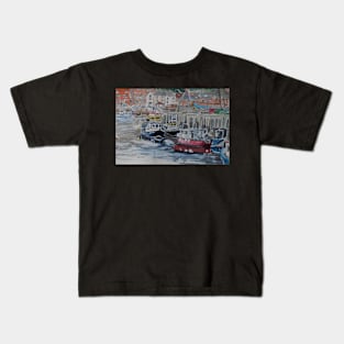 Boats in Whitby Harbour Kids T-Shirt